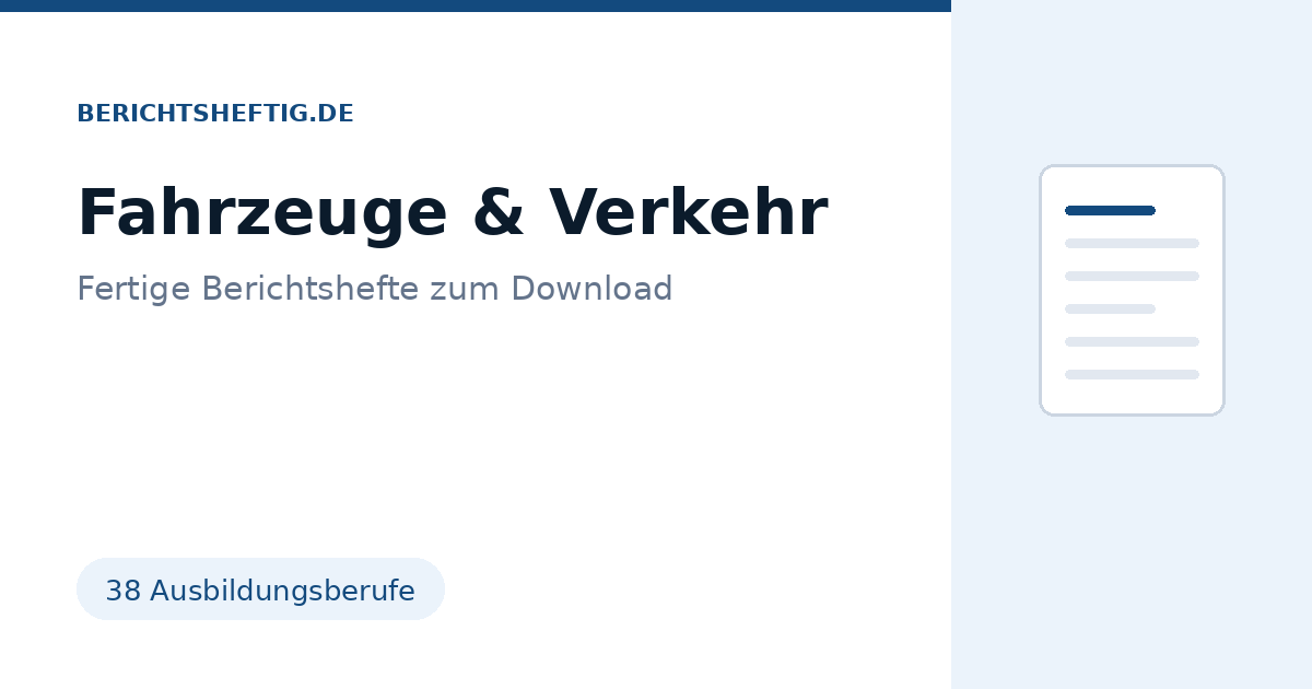 Fertiges Berichtsheft für Kfz- und Fahrzeugberufe
