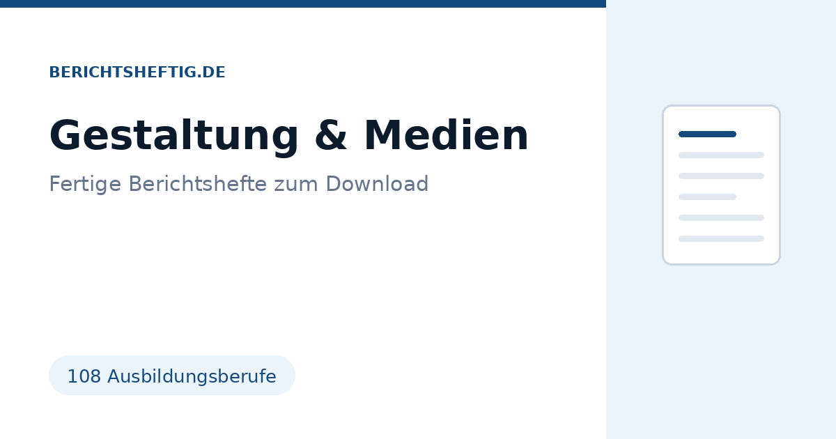 Fertiges Berichtsheft für gestalterische Ausbildungsberufe