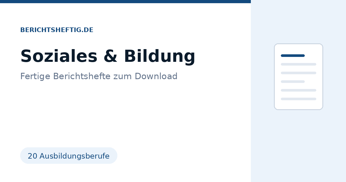 Fertiges Berichtsheft für soziale und pädagogische Berufe