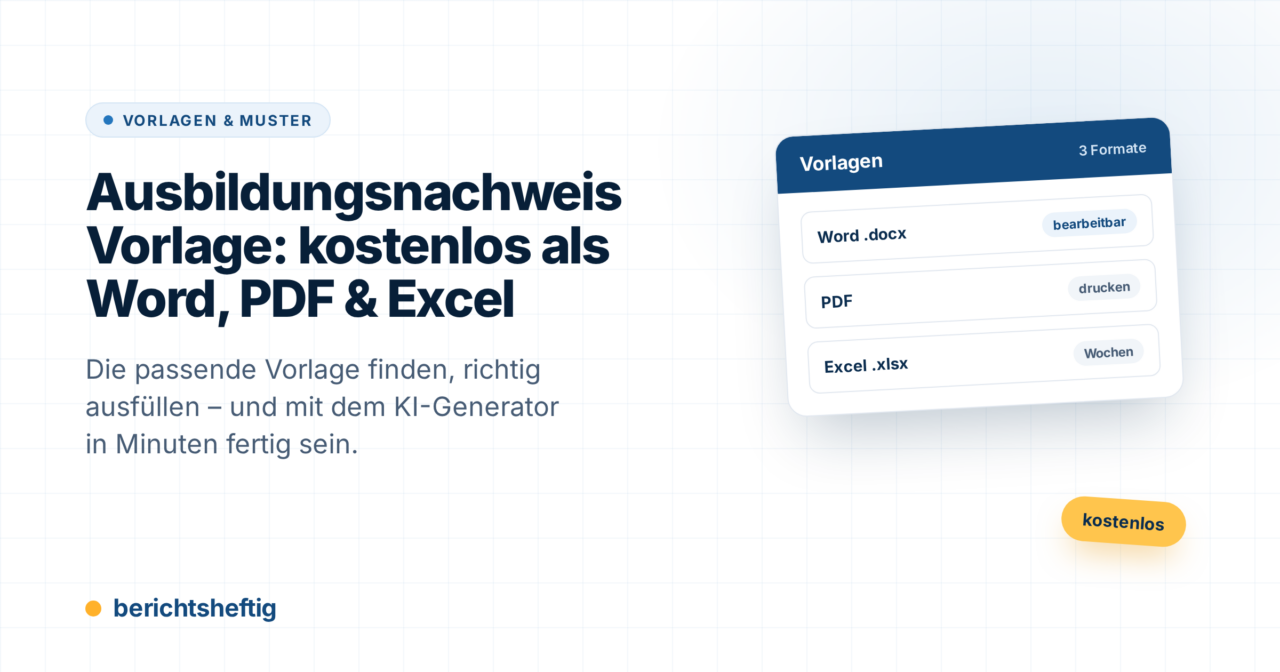 Ausbildungsnachweis Vorlage: Kostenlose Muster als Word, PDF & Excel