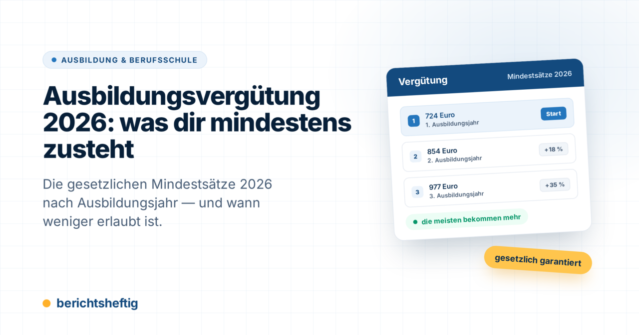 Ausbildungsvergütung 2026: Was dir mindestens zusteht