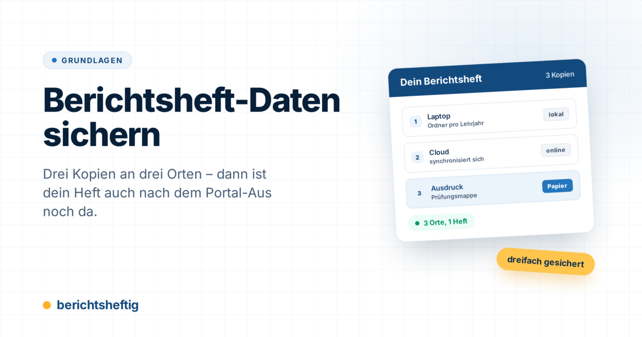 Berichtsheft-Daten sichern: 3 Kopien, die dich retten