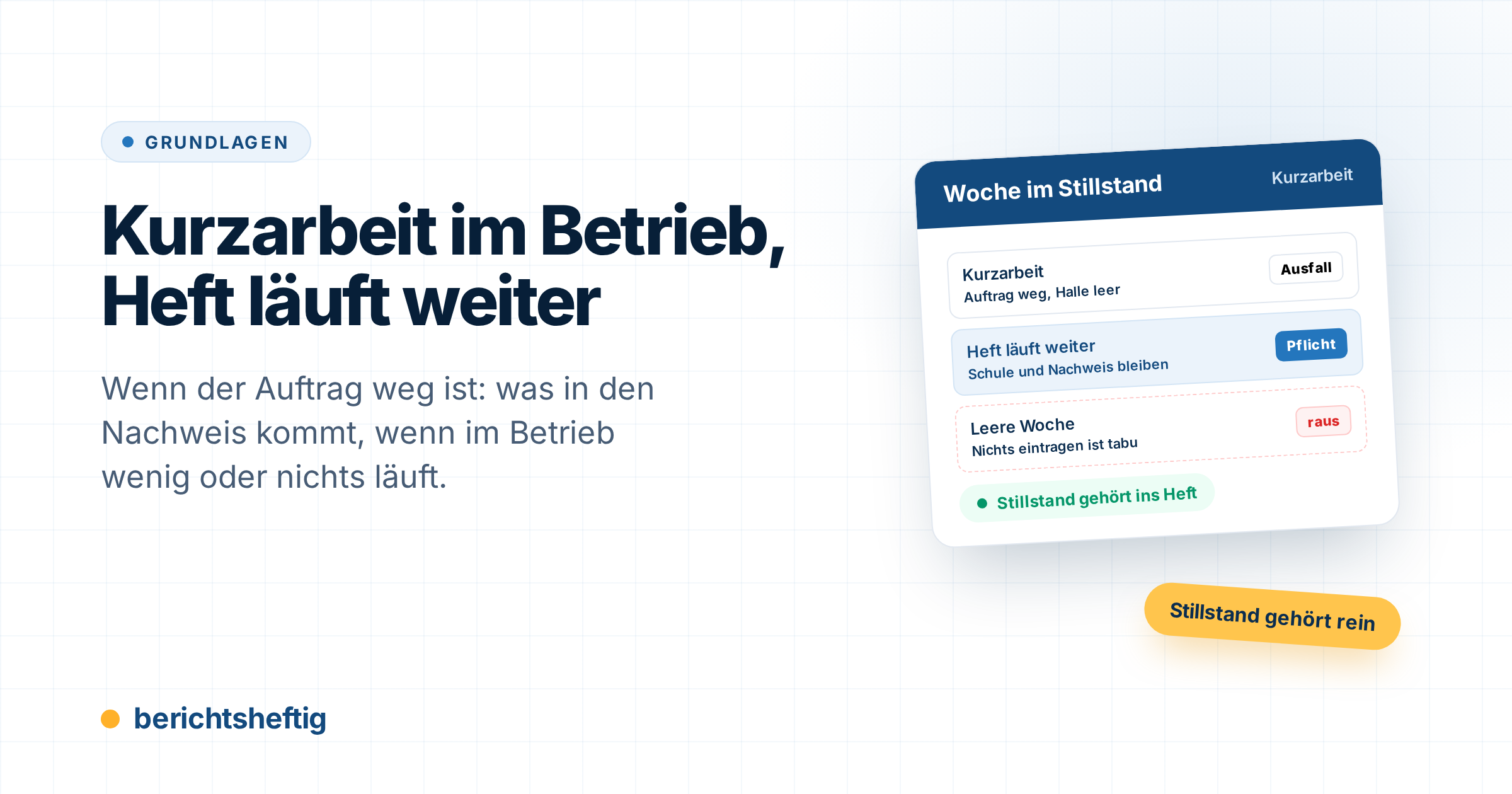 cover-berichtsheft-kurzarbeit Berichtsheft bei Kurzarbeit, Betriebsschließung oder Baustopp