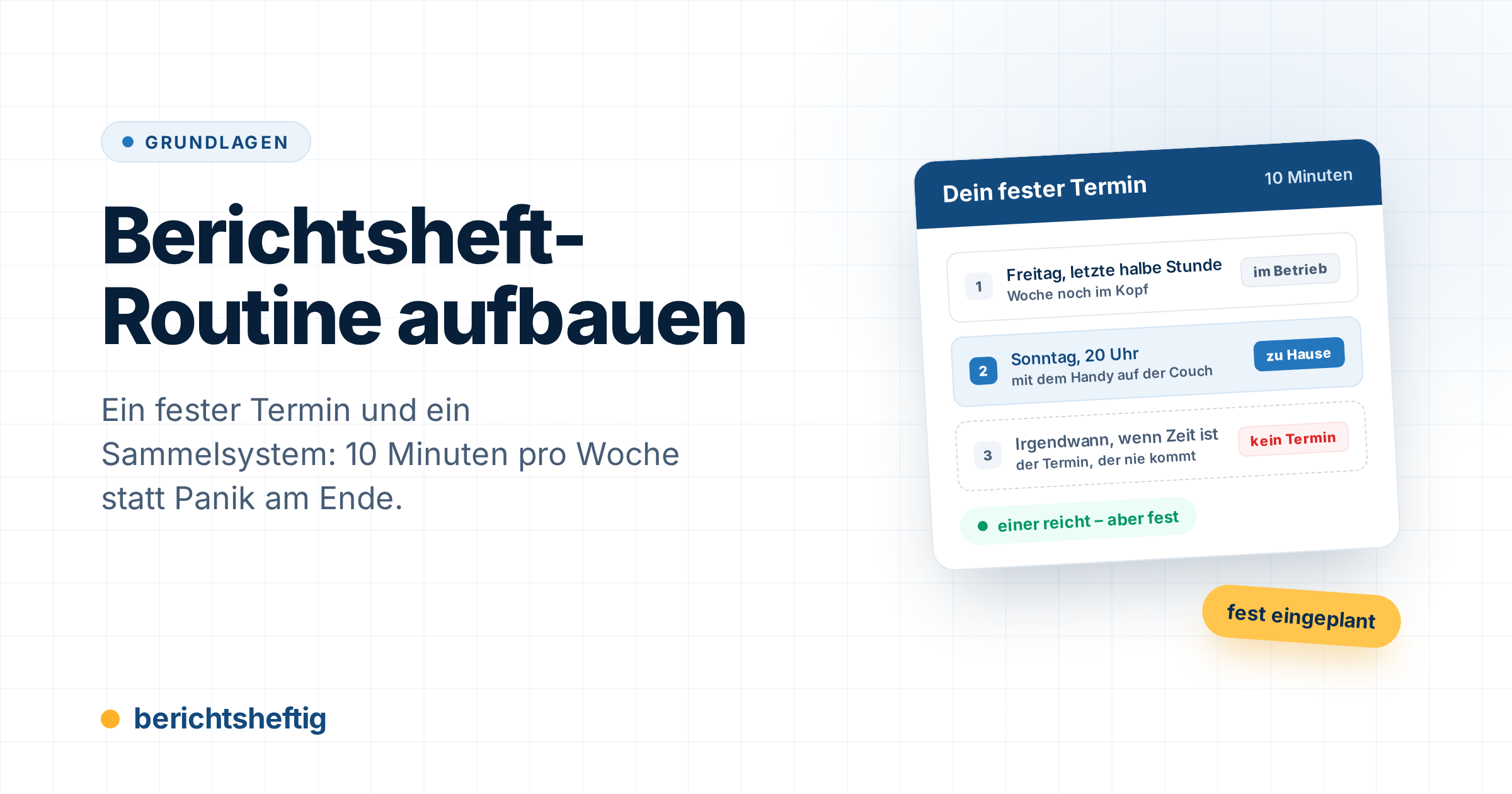 cover-berichtsheft-routine Berichtsheft-Routine aufbauen: 10 Minuten pro Woche