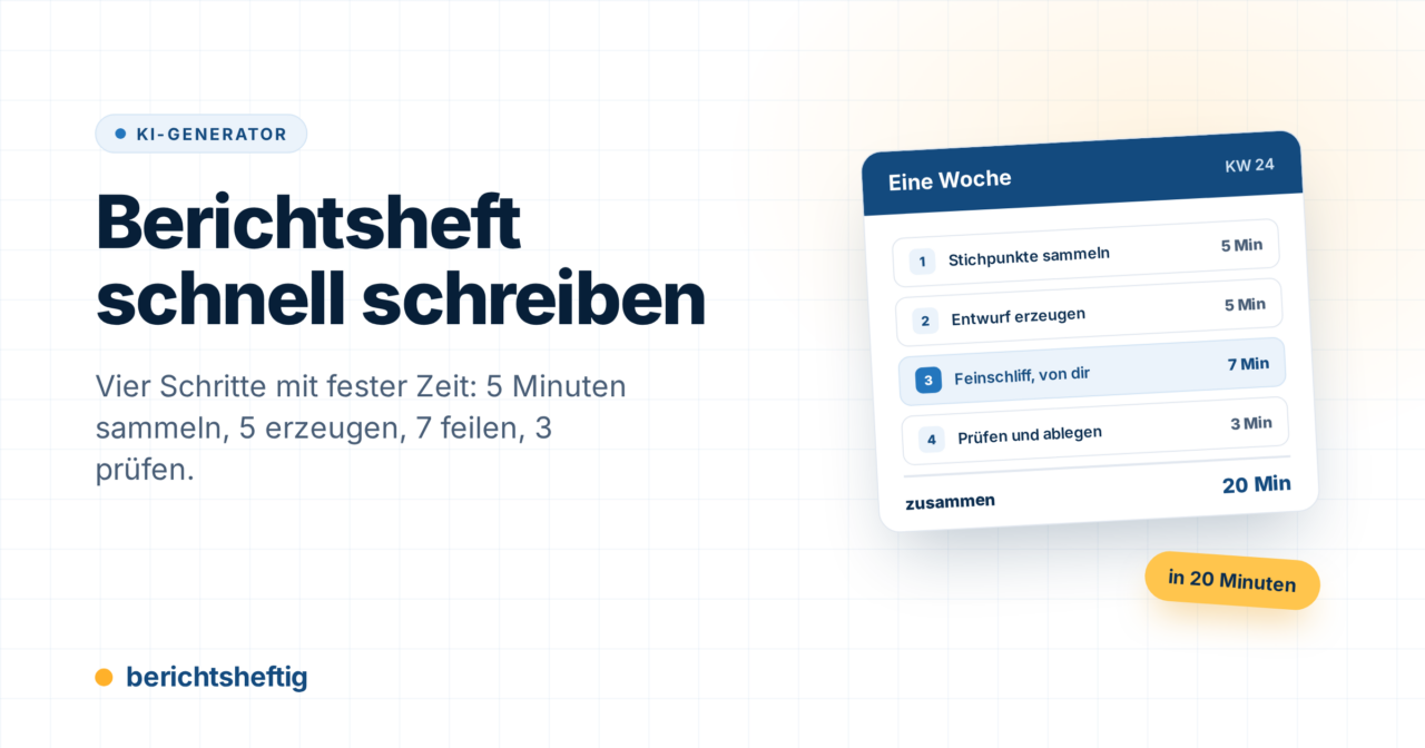 Berichtsheft schnell schreiben: 20 Minuten pro Woche