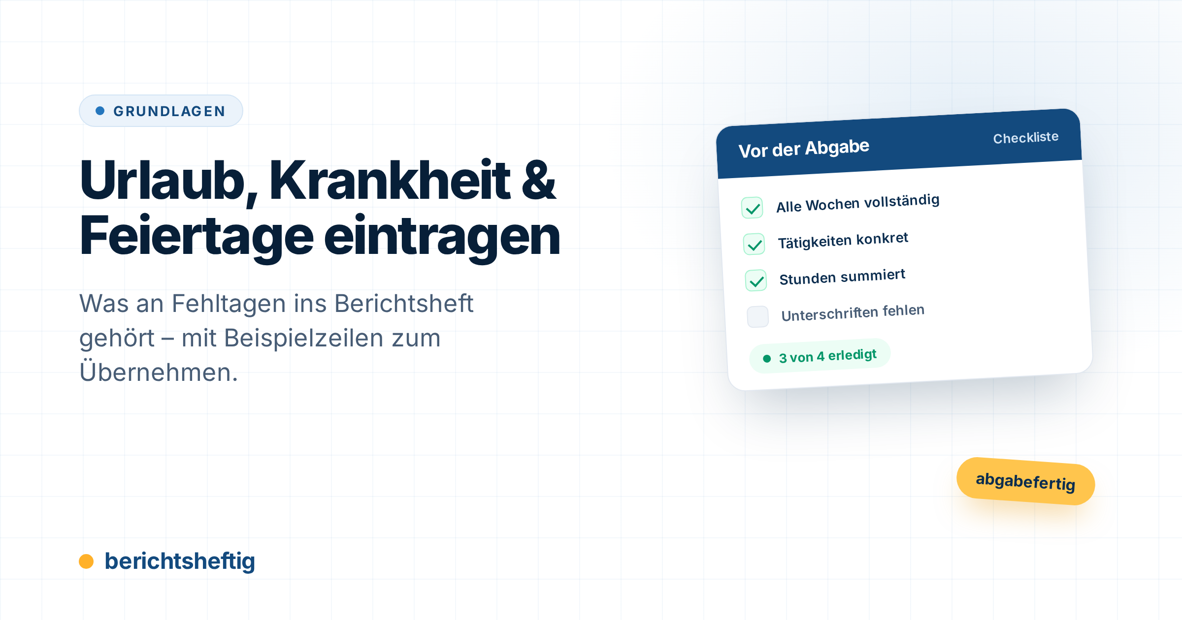 cover-berichtsheft-urlaub-krankheit-feiertage Berichtsheft bei Urlaub, Krankheit und Feiertagen ausfüllen