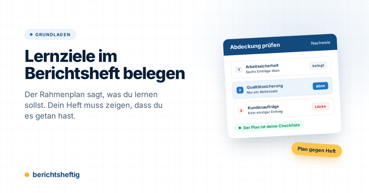 Lernziele im Berichtsheft belegen: So prüfst du deine Abdeckung