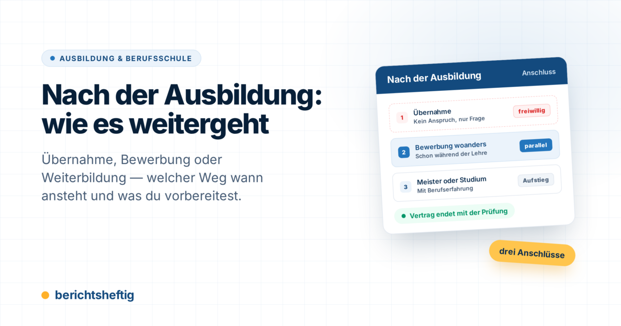 Nach der Ausbildung: Übernahme, Bewerbung oder Weiterbildung