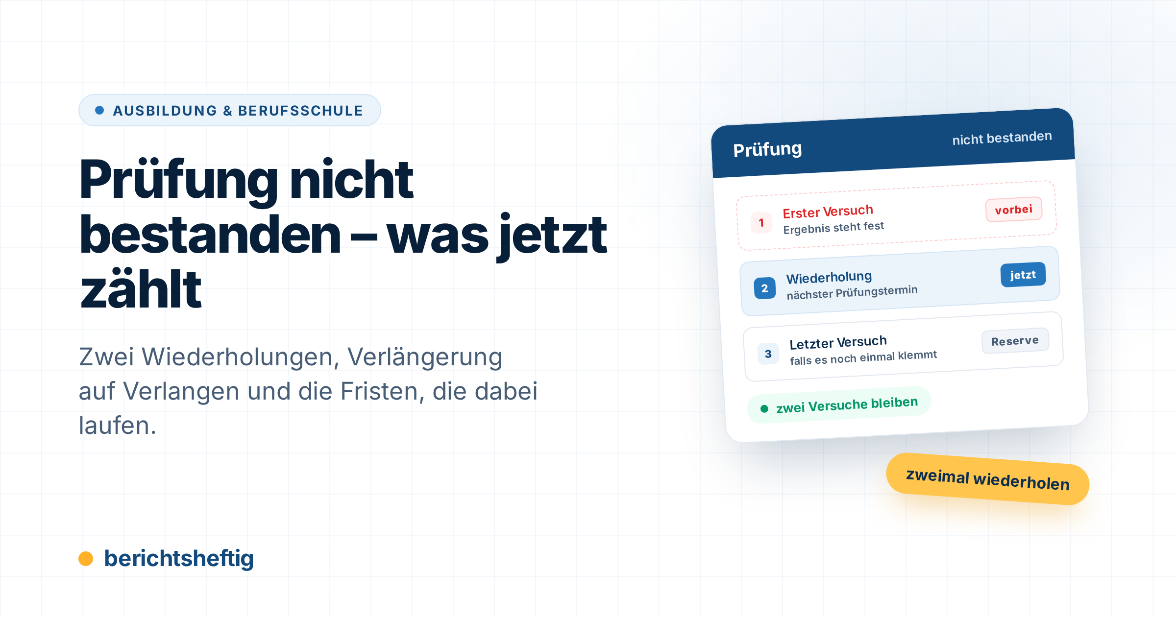 cover-pruefung-nicht-bestanden-ausbildung Prüfung nicht bestanden in der Ausbildung – zwei Wiederholungsversuche bleiben