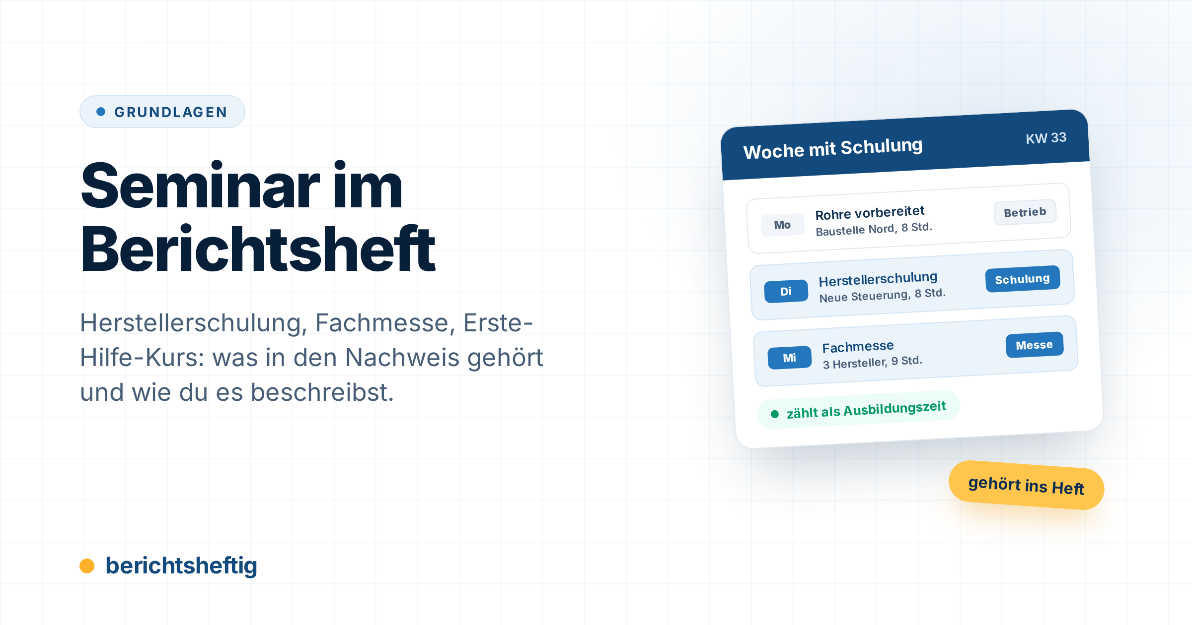 cover-seminar-im-berichtsheft Seminar im Berichtsheft: Schulungen, Messen und Kurse eintragen