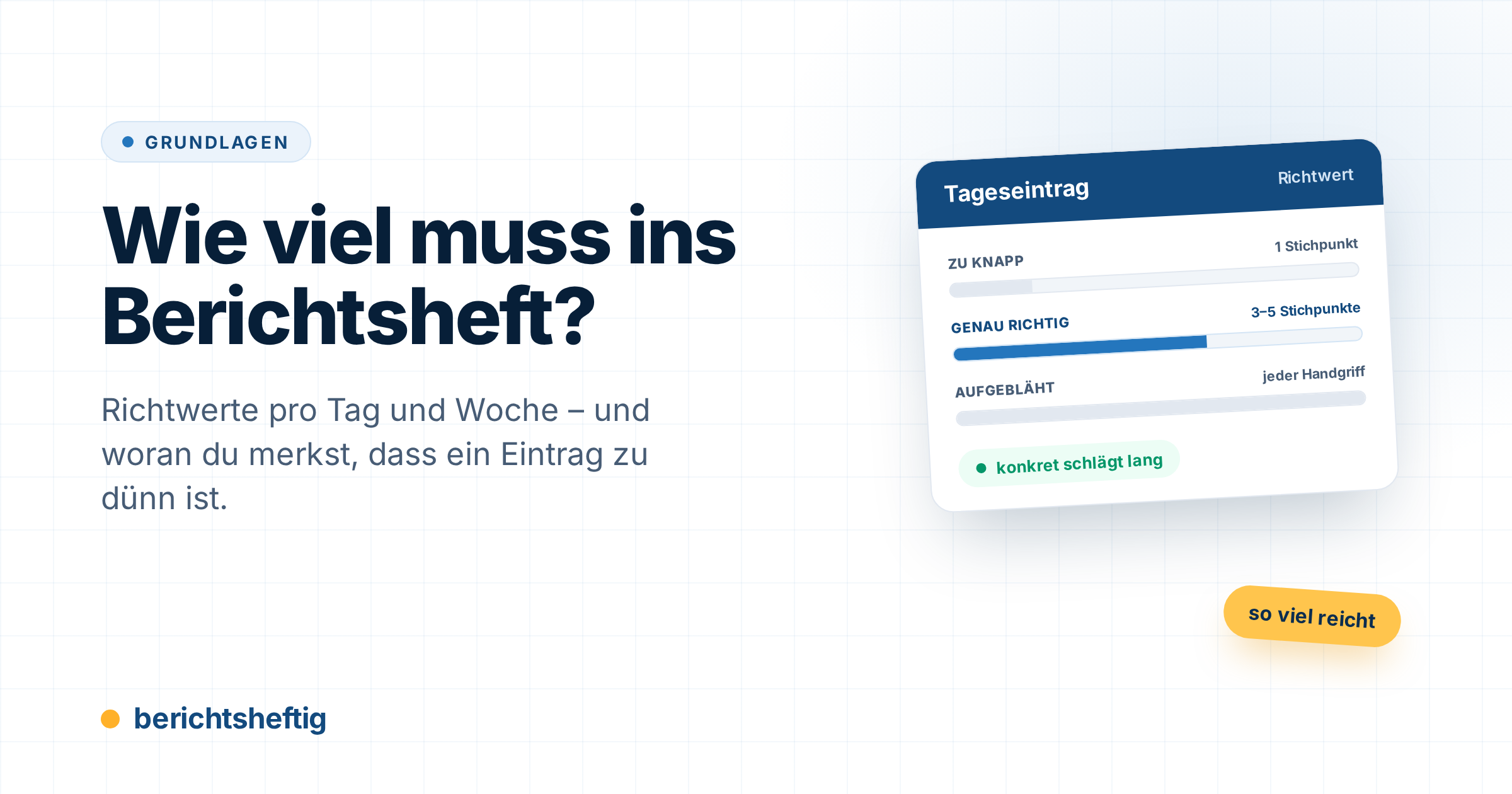cover-wie-viel-muss-ins-berichtsheft Wie viel muss ins Berichtsheft? Umfang und Detailtiefe je Eintrag